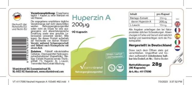 Huperzin A 200 µg - 90 gélules - Extrait d'Huperzia - pendant 3 mois |... 2