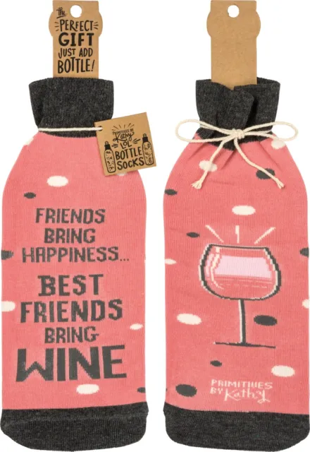 Friends Bring Happiness - Best Friends Bring Botella de Vino Soporte para Calcetines NUEVO