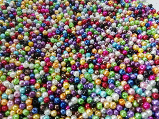 Perlas bola cristal nacarado 4 mm X 400 UNIDADES mezla de colores abalorios