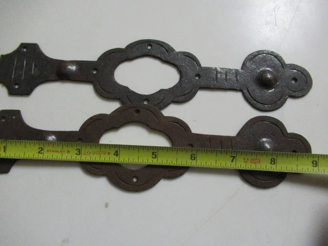 2 Vtg 9"x2.25" Flat Etched Steel Decoration for Rustic Barn/House Scalloped Edge 7