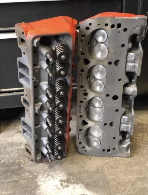 UPGRADED SBC Camel Hump Cylinder Heads 461 STAINLESS VALVES HARDENED SEATS