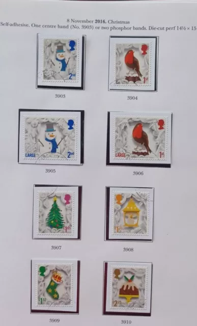 Great Britain 2016 Christmas Self Adhesive Set Of 8  Fine Used