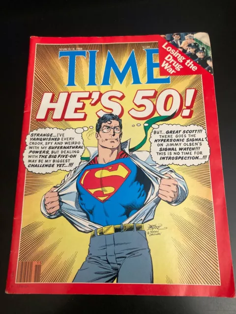 1988 TIME Magazine "SUPERMAN—HE'S 50!" Great John Bryne Cover & Art! (FN+)