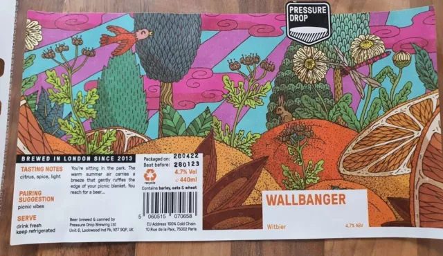 Craft Can Beer Wrap - WALLBANGER - PRESSURE DROP BREWERY - UK