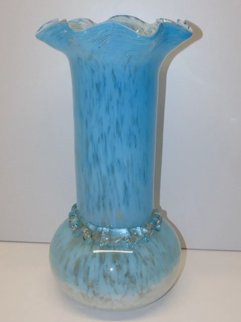 Grand Vase En Verre Soufflé Bleu - Très Bon état