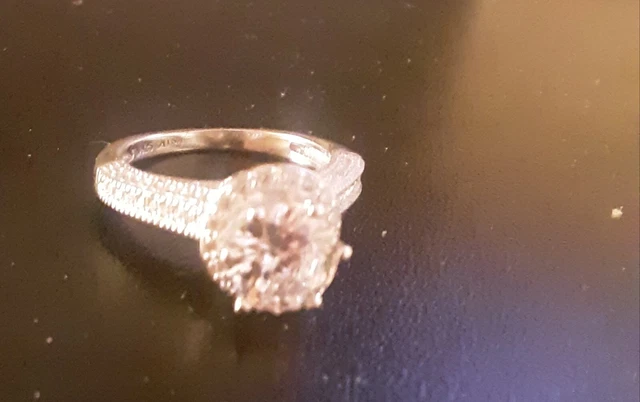 diamonique sterling silver engagement ring