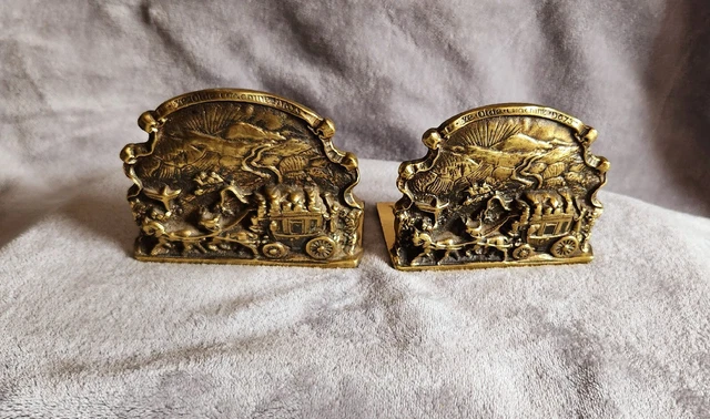 Antique Cast Iron Bookends Made In England Ye Olde Coaching Days Authentic