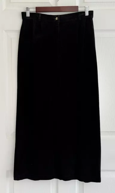 Charter Club Size 12 Suede Black Long Pencil Skirt Pleated Belt Loops Pockets