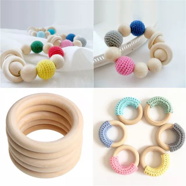 55/65mm Wood Bead Wooden Ring Children Kids DIY Jewelry Making Craft 3