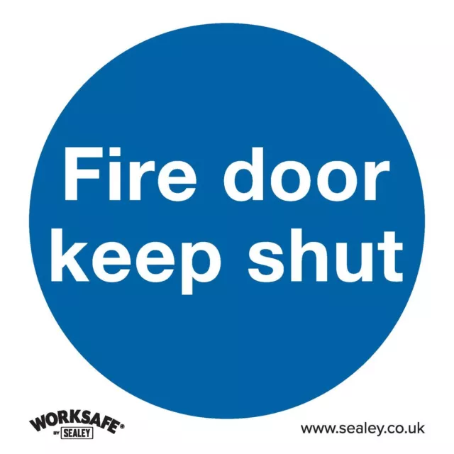 Worksafe Safety Sign - Fire Door Keep Shut - Self-Adhesive Vinyl - Pack of 10