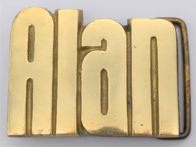 Alan Solid Brass Vintage Name Belt Buckle