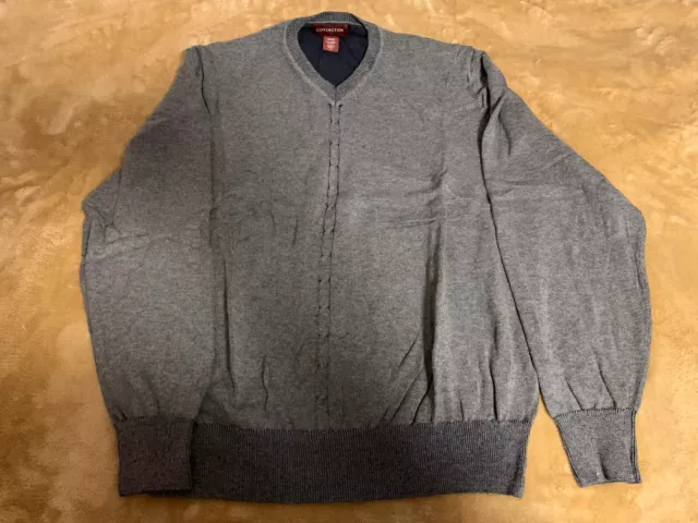 Mens Covington Sweater Large V Neck Grey Pullover