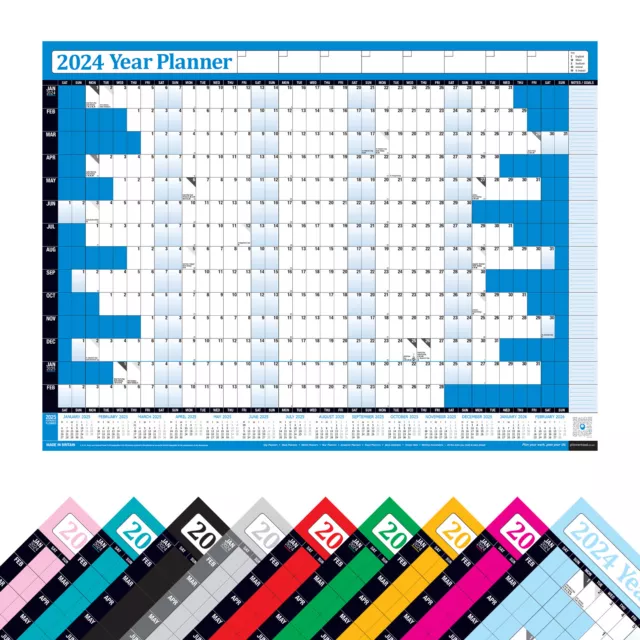 2024 Year Planner Wall Chart Calendar ✔Home Office Work Holidays✔ Unmounted