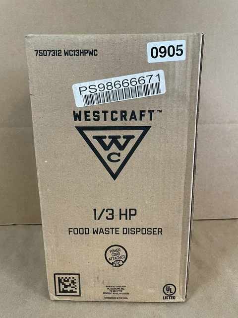 Westcraft WC13HPWC Garbage Disposal 1/3 HP Food Waste Disposer New