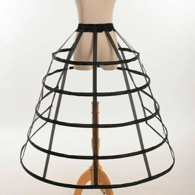 Gothic Women Skirt Crinoline Pannier Petticoat Underskirt Cage 5 Hoops Split 2