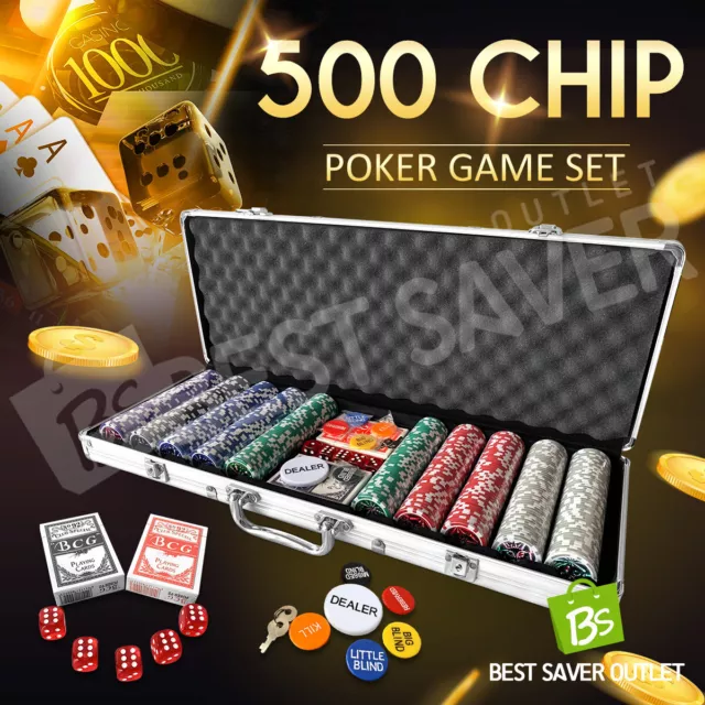 Holographic Butterfly 500 Chip Poker Set Casino Professional Dice Aluminium Case