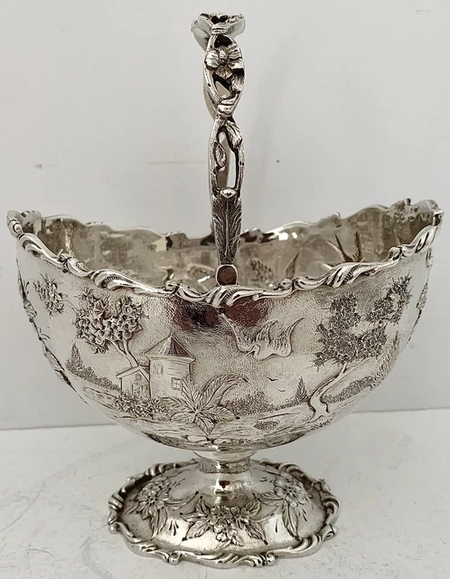S Kirk Sterling Architectural Landscape Castle Repousse Sugar Basket 1896-1924