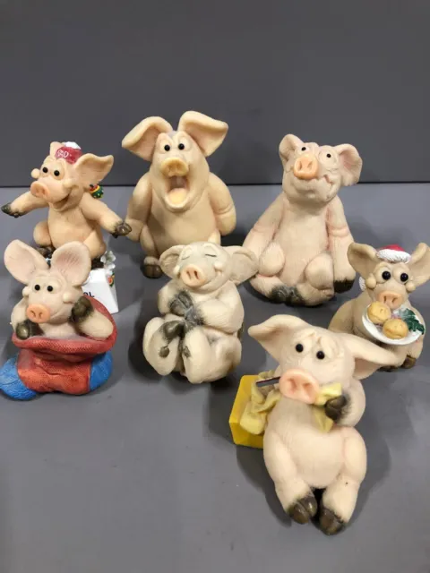 Piggin Pigs 1997---  7 Piggin Figures, cute adorable figures most 1997