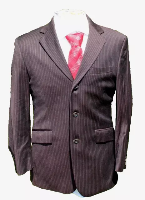 Banana Republic Men Dark Brown Pinstripe Wool 3 Button Suit Sz 40S Pants 34x27.5