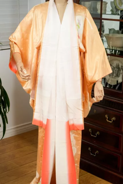 Dear Vanilla Japanese Silk Kimono Women's Robe Gown Authentic Japan Vintage Mint 7
