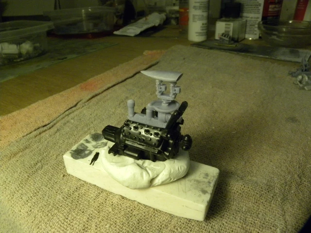 McCulloch supercharger, Navarro heads, for 1/25 Ford flathead, 3D printed McCulloch supercharger, Navarro heads, for 1/25 Ford flathead, 3D printed