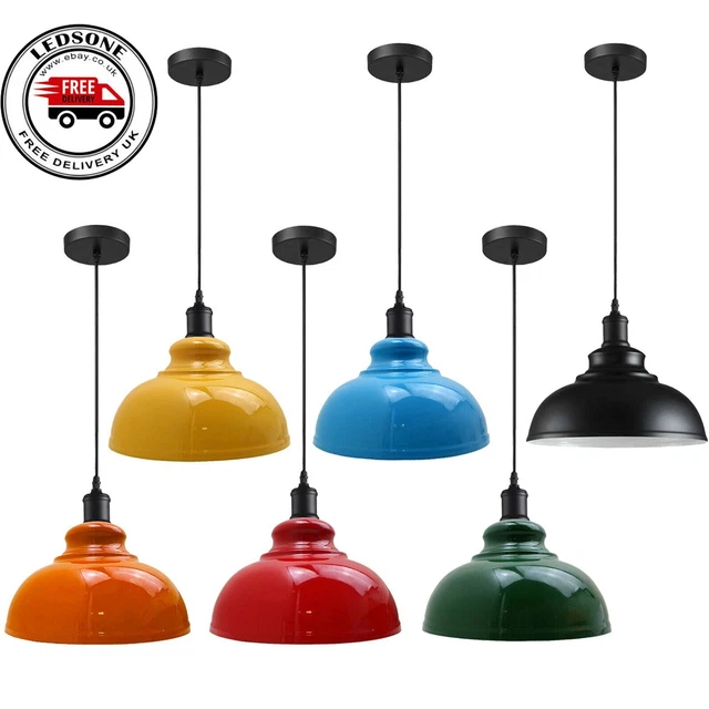LEDSone Vintage Industrie-Deckenpendelleuchte – Retro-Lampenschirm Aus Metall, E27-Fassung