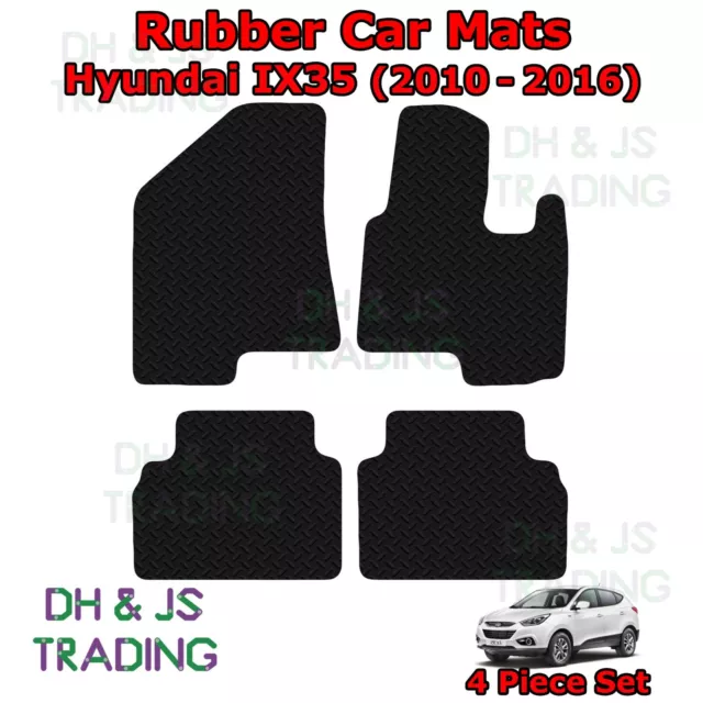 4pc Tailored Black Rubber Car Mat Set Fits Hyundai IX35 (10-16)