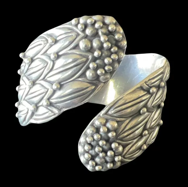 Margot De Taxco Mexican Sterling Silver Cornflower Clamper Bracelet #5316 98g