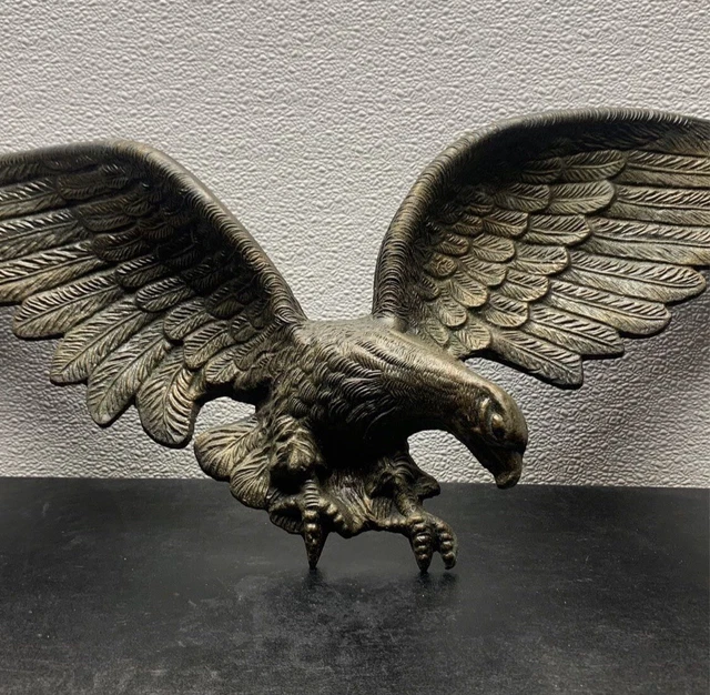 Vintage 24" 3D Cast Iron Flying Eagle Wall Plaque Sign Home Garage Patriotic