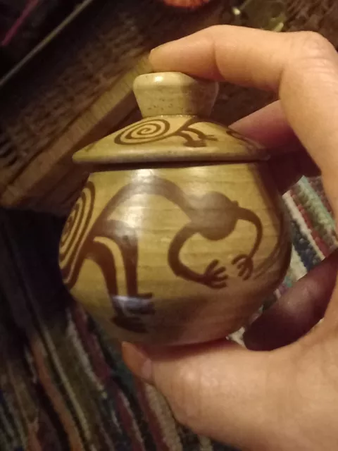 Tiny Hand Crafted Navajo style lidded Pot
