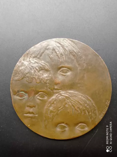 Médaille en  bronze SOS Villages d'enfants de France 1956 -1976 signée QUEROLLE