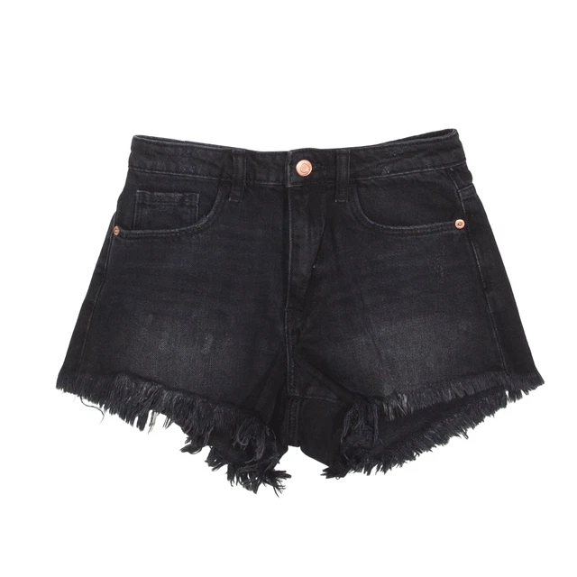 Pantaloncini denim TALLY WEIJL orlo grezzo neri regolari donna XS W26