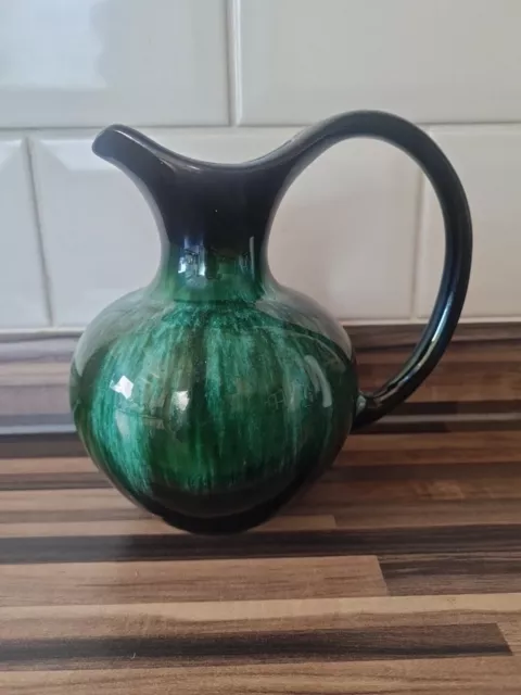 Blue Mountain Pottery Canada Pitcher Ewer Jug Vase Turqoise Drip Glaze  6.25”