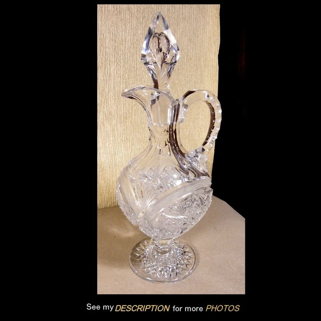 Great Tuthill ABP Large Brilliant Cut Glass Decanter Hobstars Fan Fine Cut Bars