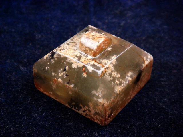 Old Nephrite Jade Stone Carved Square Shaped Seal Paperweight #10162301 2