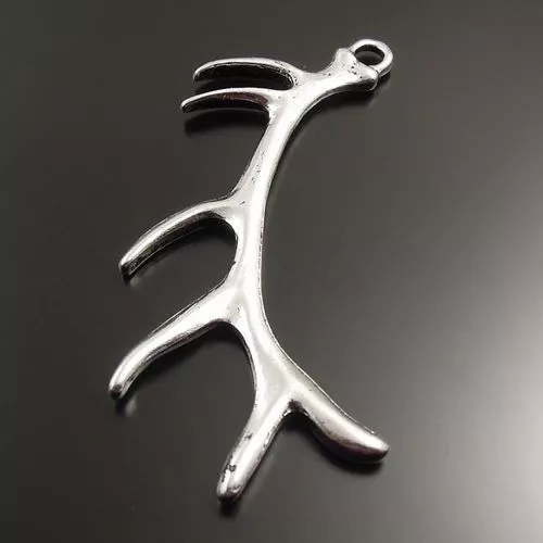 6 Stück Antike Silber Legierung Hirsch Geweih Horn Charme Anhänger Kunst 32038