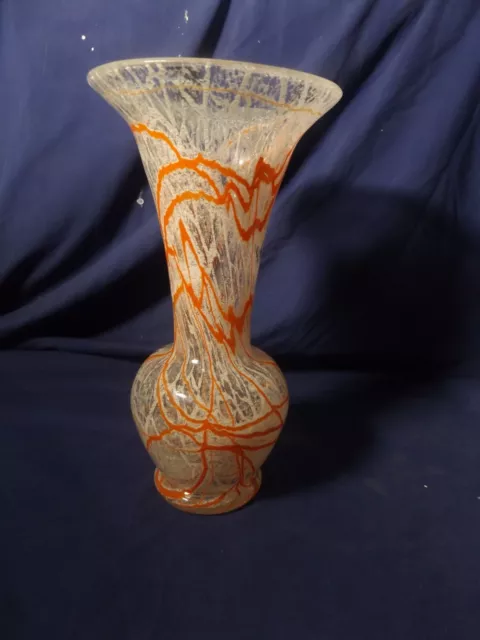 Czech Art Glass Vase, Loetz Schaum Glass, 9 7/8" Tall