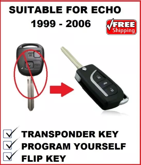 1 x Remote Car Key Suitable for Toyota Echo 1998 2001 2002 2003 2004 2005 2006
