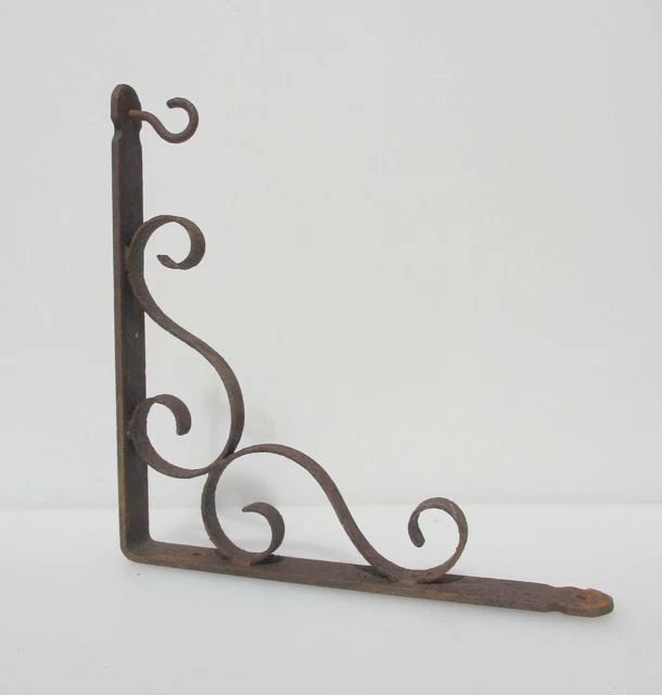 Vintage Iron Bracket Basket Hanger Hook Holder Shelve Rail Shelf Old 10"D