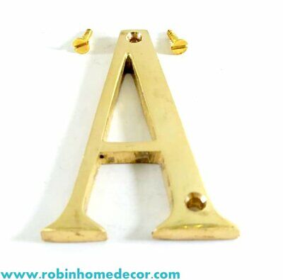 76MM (3Inch) Alphabet 'A' brass Letter Design Door House Address With 2 Screws