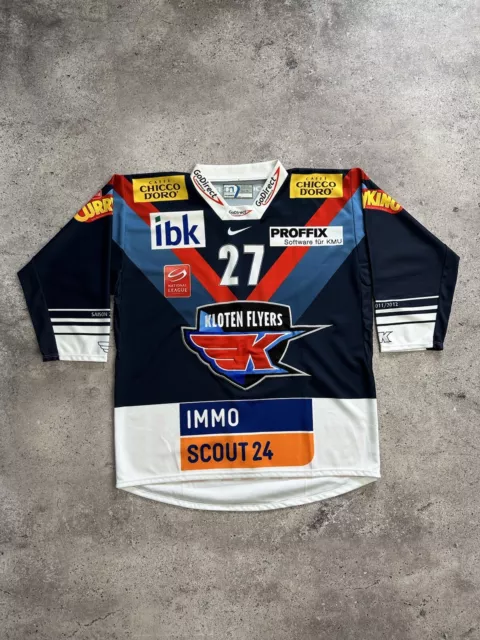 Ehc Kloten Flyers #27 Wick Swiss Rare Ice Hockey Shirt Jersey Tricot Size Xl