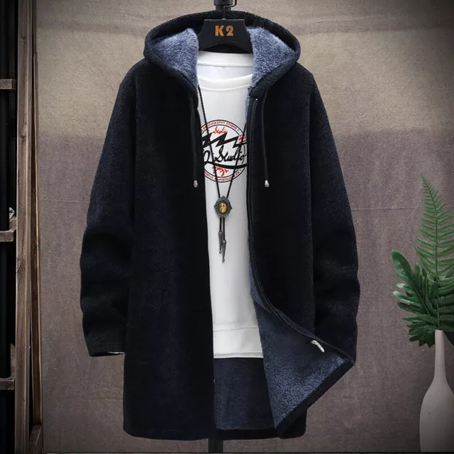 Thick Men's Warm Fleece Lined Hooded Hoodie Winter Zip Up Coat Jacket Sweatshirt