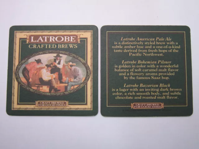 Beer Brewery Coaster: LATROBE Brewing Pilsner, Black, Pale Ale ~ PENNSYLVANIA