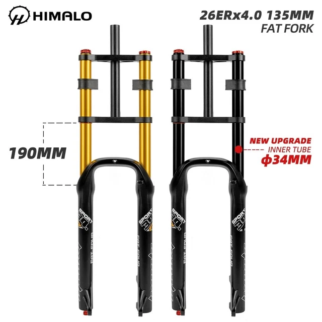 DOUBLE SHOULDER FAT Bike Fork Rebound Adjustment Air Fork Suspension 26