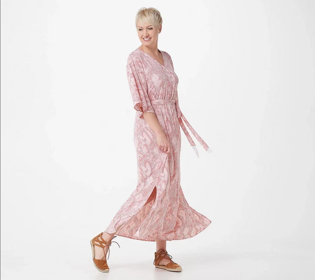 Haute Hippie Tribe Knit Maxi Dress w/ Fringe Belt-PinkPython-1X A394298 NEW