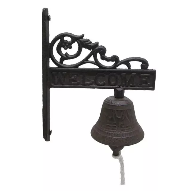 Vine Dinner Bell Cast Iron Wall Mount Antique Style Rustic Finish Scrolls