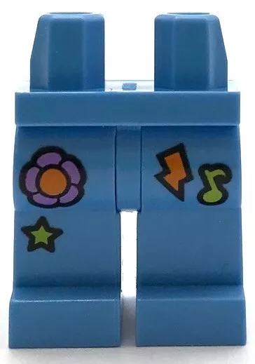 LEGO Nuovo Minifig Medio Blu Pantaloni Gambe W/ Calce Star Musica Note Fulmine