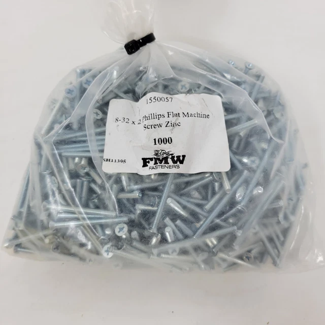 Stainless Flat Head Phillips Machine Screws (#8-32 x 2") Leftover bag of 1000 w1