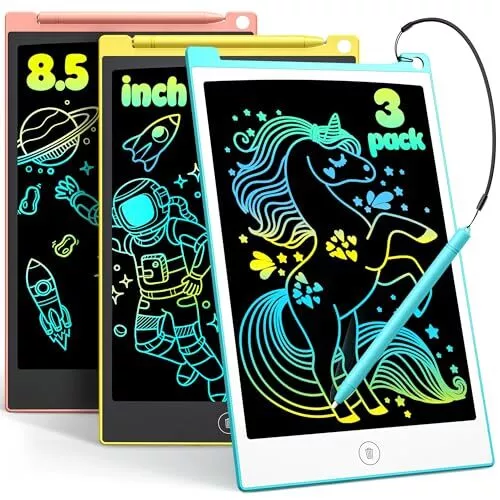 3 Pack LCD Writing Tablet, 8.5 Inch Colorful Doodle Board Drawing Tablet for