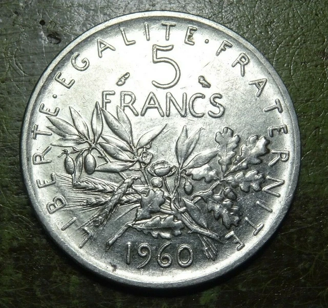 5 Francs Semeuse 1960 / Argent / Silver / SPL (Neuve) / Pièce France 5ème Rép.